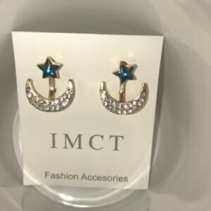 Crescent Moon and Blue Stars 2 Piece Boho Post Set